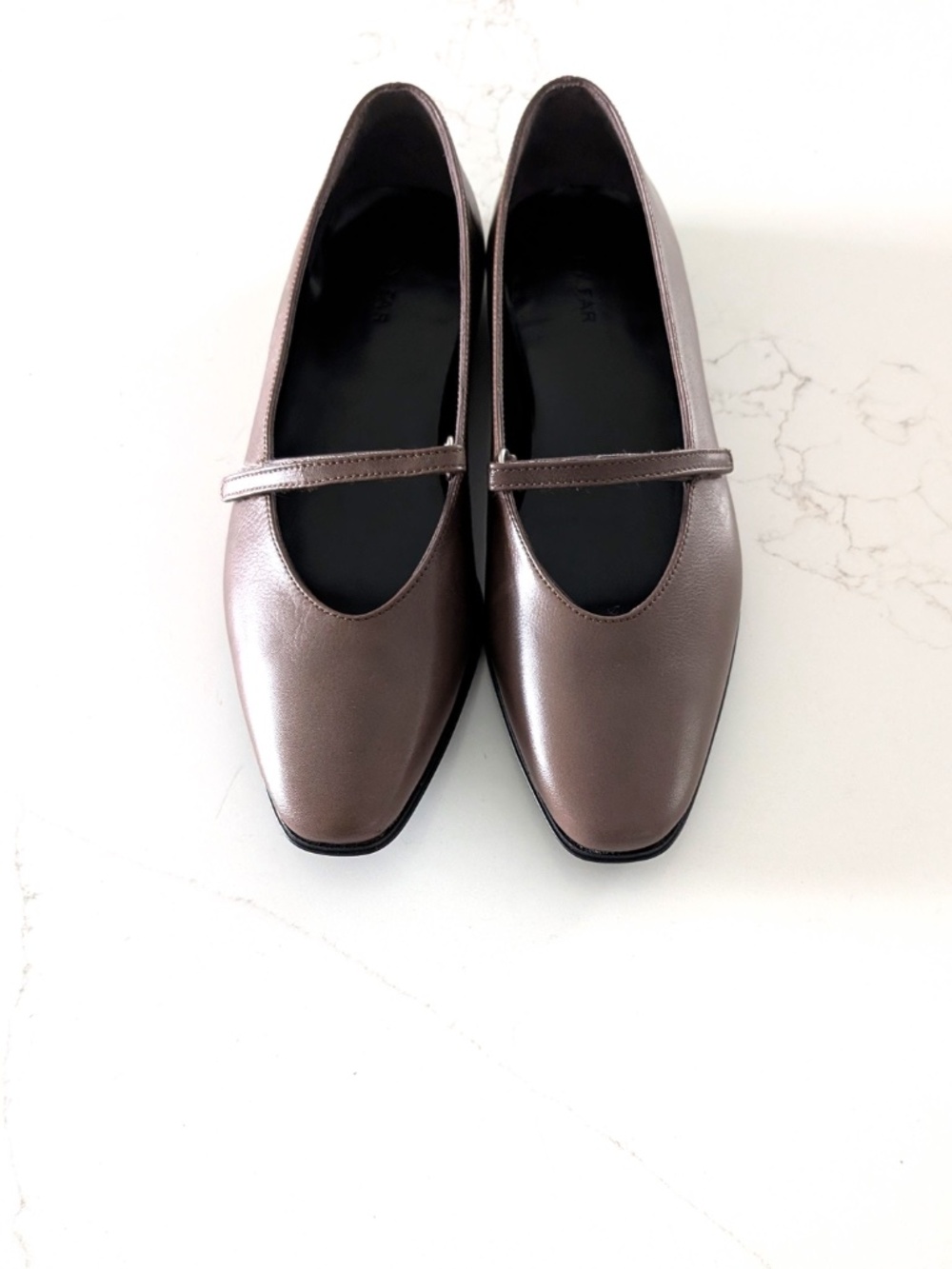 BY FAR Molly Slate Brown Leather Ballet Flats Mary Jane Shoes Women EU 39 US 9 - Picture 7 of 9